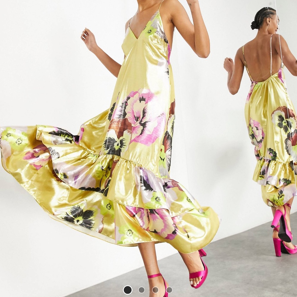 Gold Tiered Maxi Dress - NEW